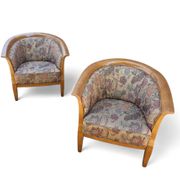 2 x armchair / club chair / floral fabric / 1980s