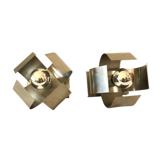 Lotus flowers sconces vintage brushed steel