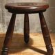 Tripod stool solid wood turned vintage