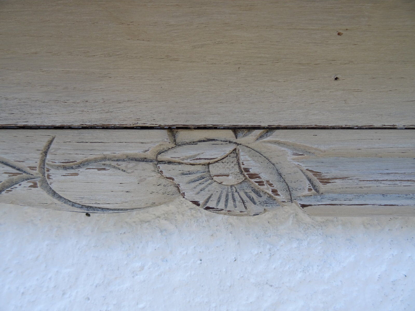 Shabby chic wall shelf in solid oak