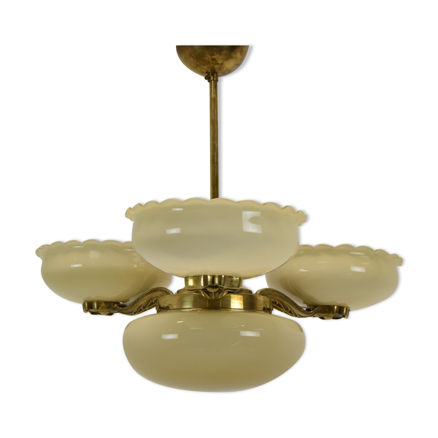 Art deco rare Brass Chandelier,1930's.