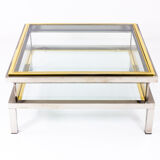 Brass and chrome sliding top table