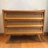 Commode bois et rotin