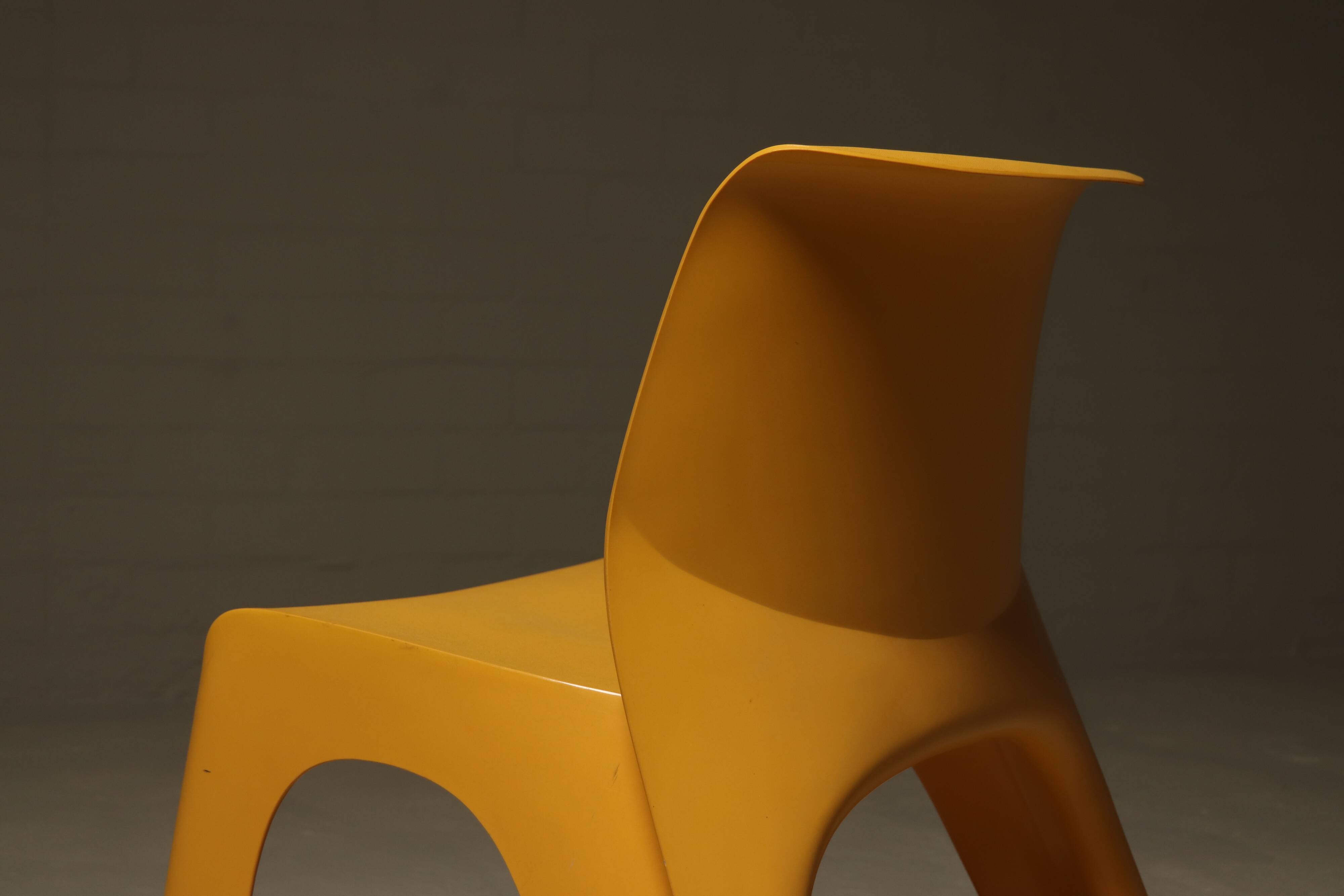 Sculptural Monobloc Chair in Yellow ABS Plastic 1970s