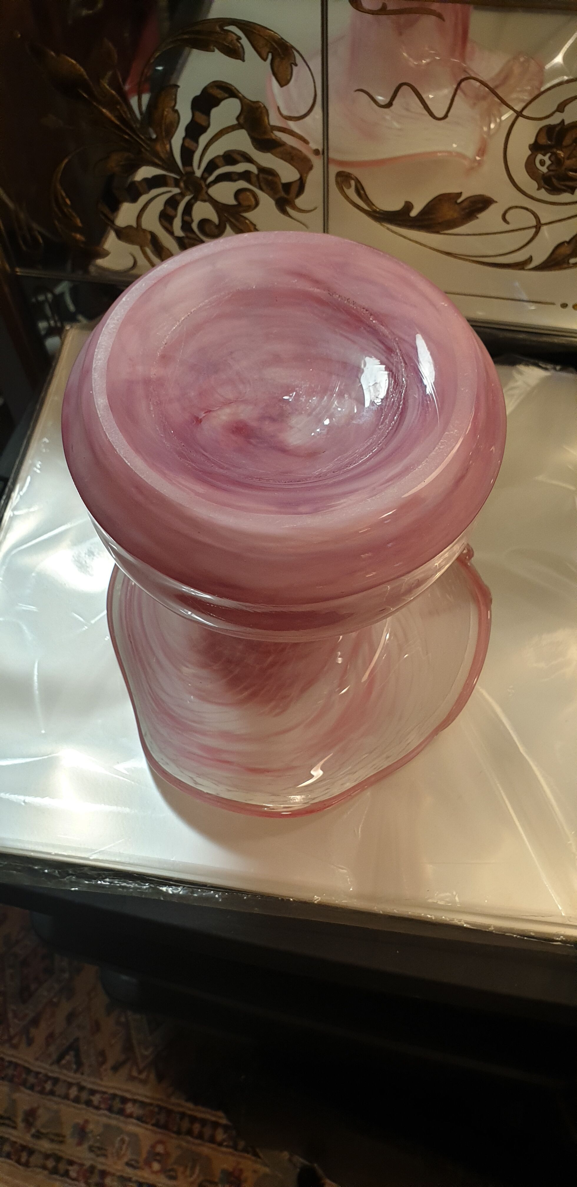 Colored blown glass vase