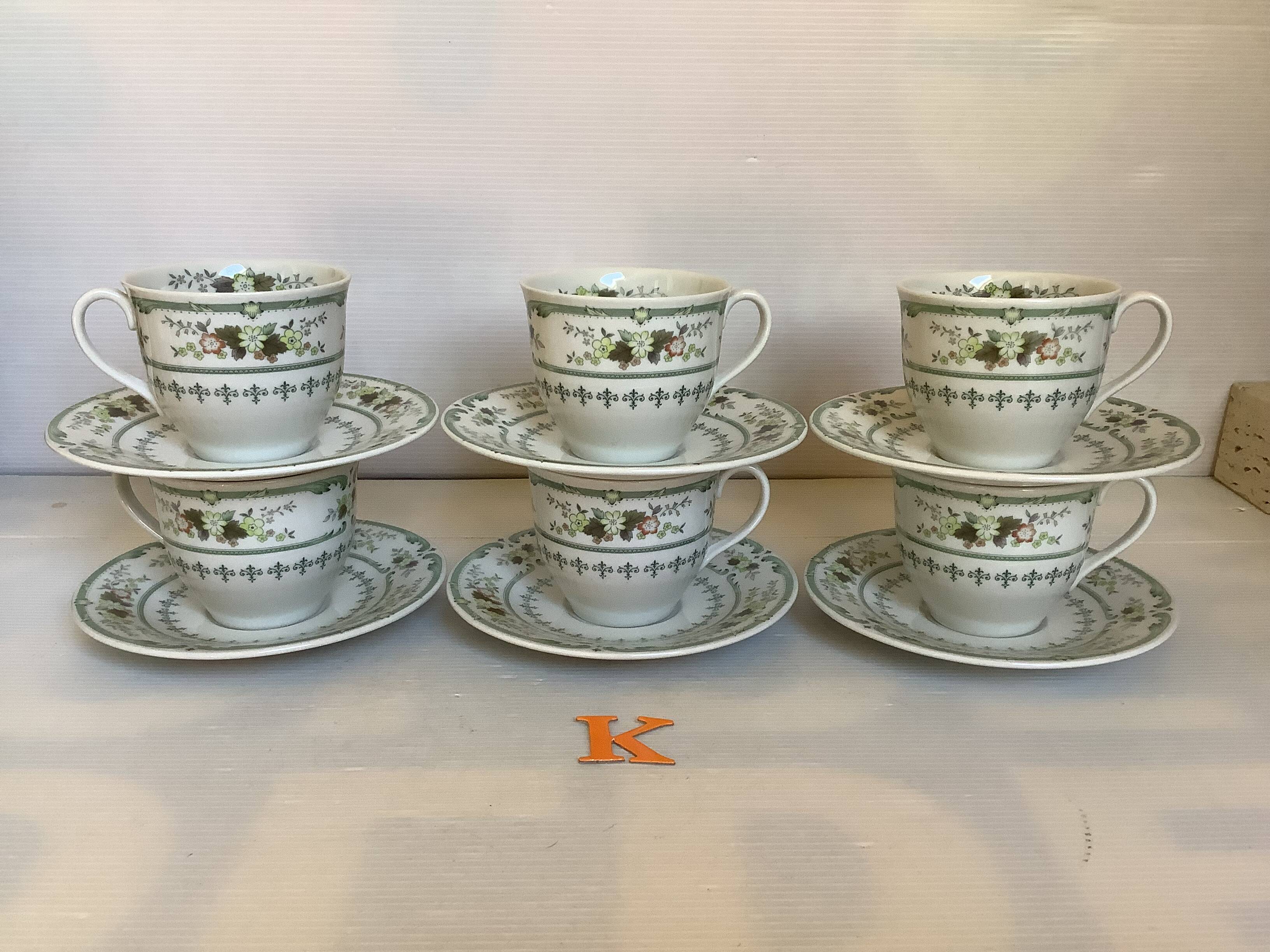 Six Royal Doulton Provencal cups and saucers