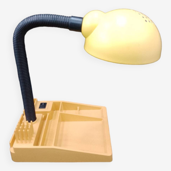 Lampe de bureau flexible codilem jaune noir avec porte crayon année 80's