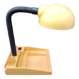 Lampe de bureau flexible codilem jaune noir avec porte crayon année 80's