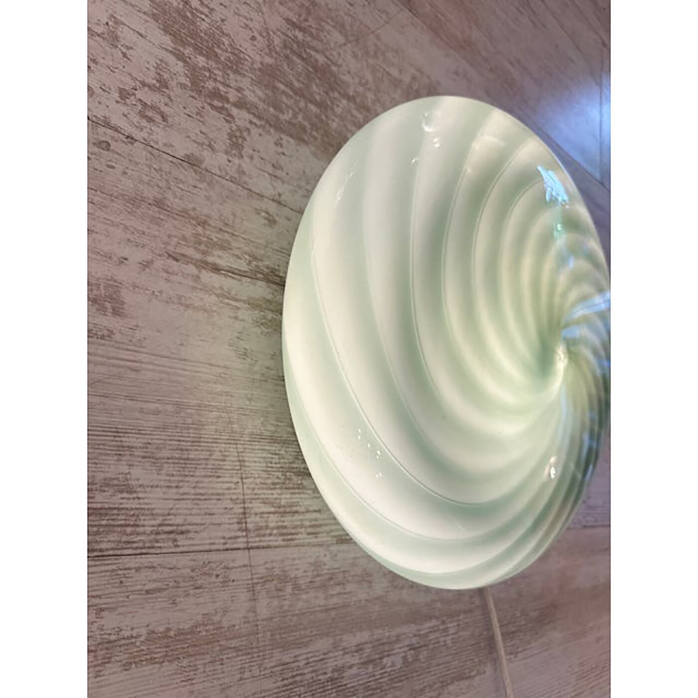 Italian Milky-White and Green Swirls Murano Glass Flush Mount or Wall Sconc