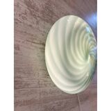 Plafonnier ou applique murale italienne en verre de Murano blanc laiteux et tourbillons verts