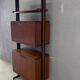 Unité murale modulaire moderne du milieu du siècle, cabinet de rangement en placage et métal noir, années 1960, Europe