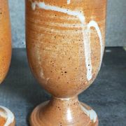 Four potter's mugs turned in vintage light stoneware