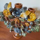 Antique terracotta tree of life candlestick