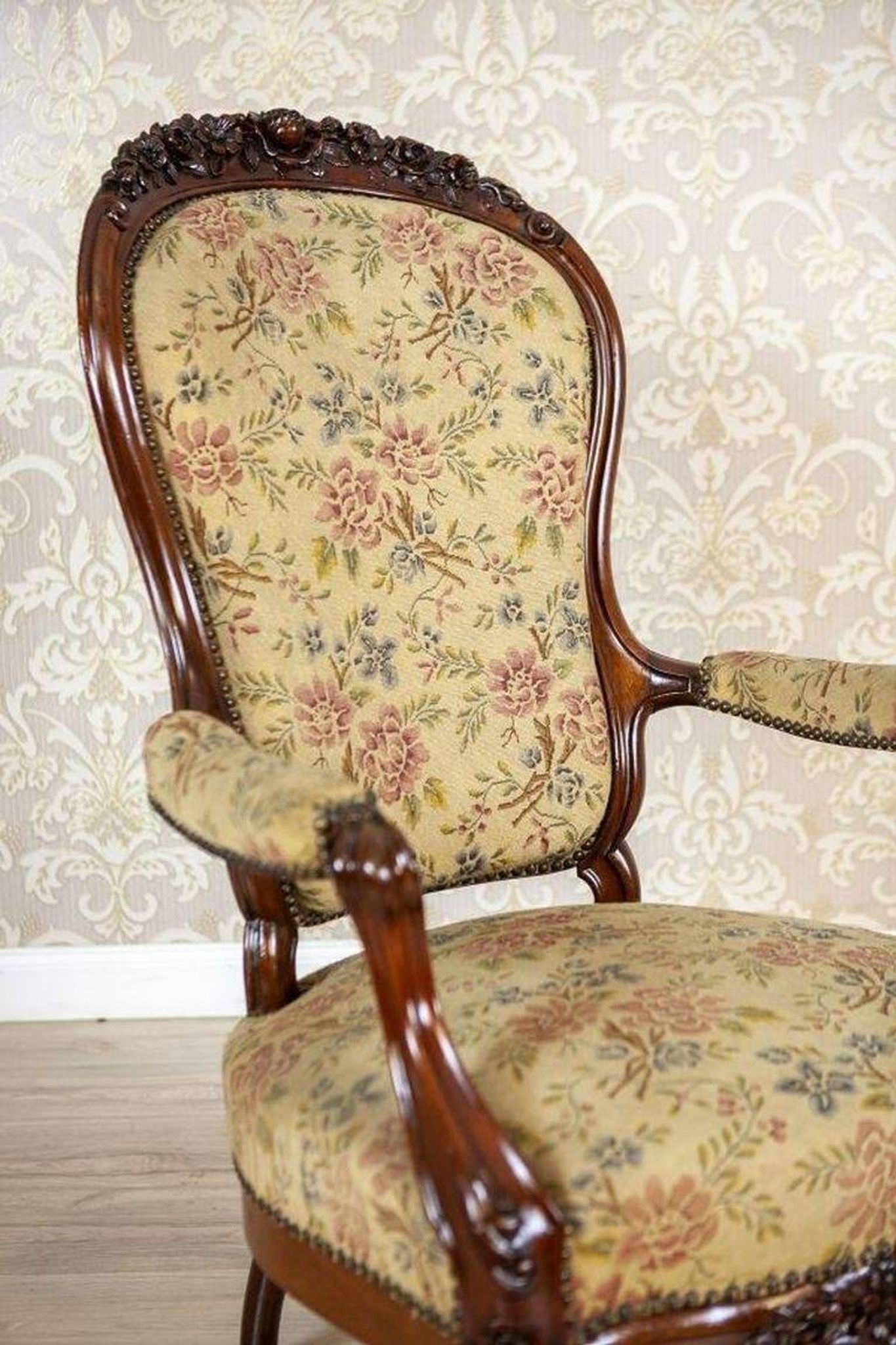 Antique Baroque Revival Armchair, 1890s