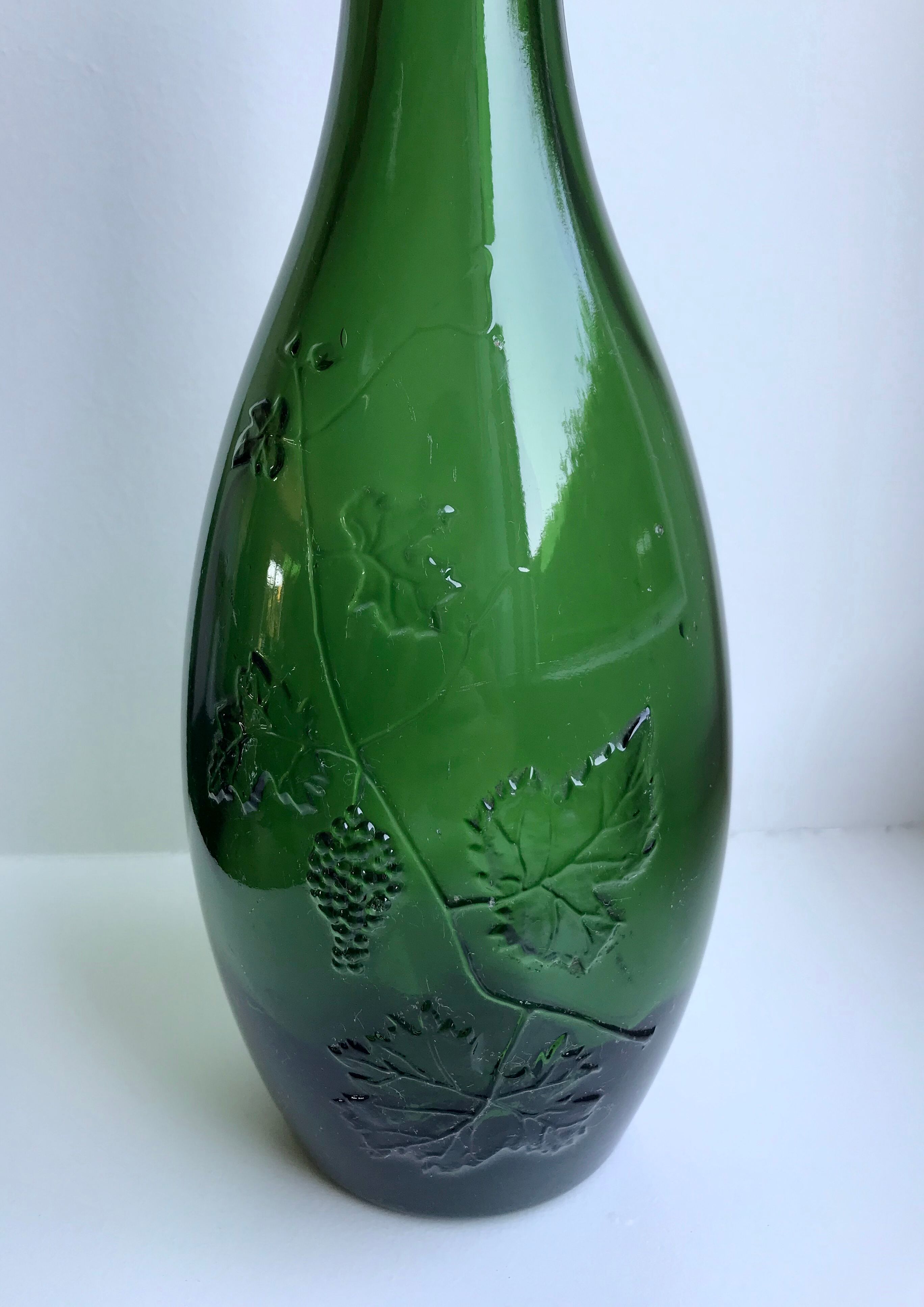 Italian green glass bottle 70s