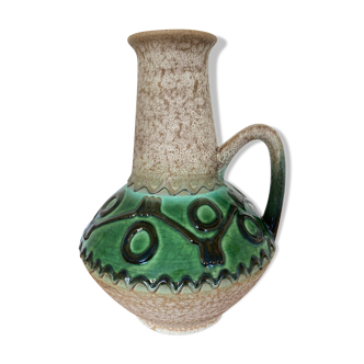Emerald glazed ceramic pitcher vase
