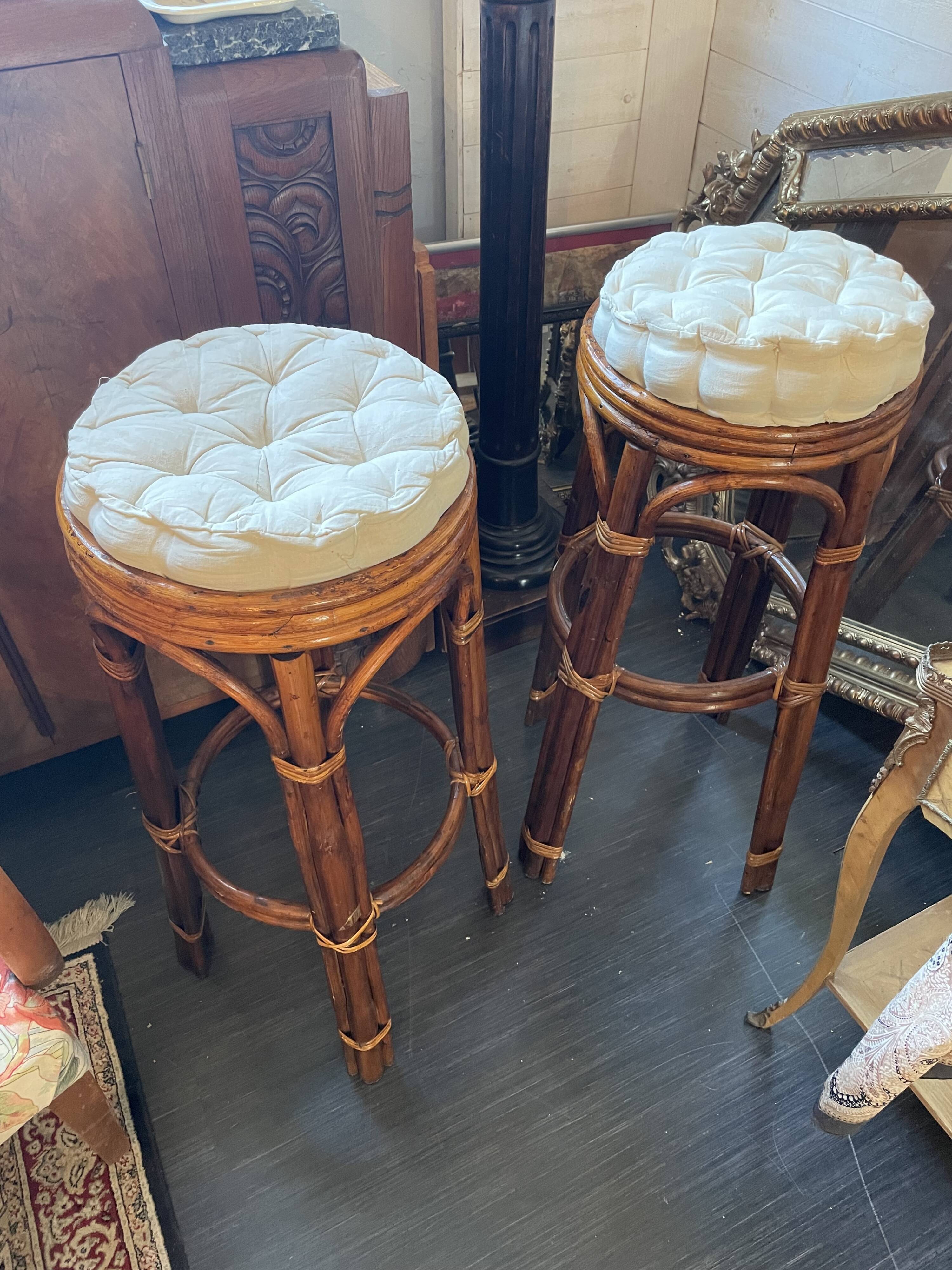 Rattan bar stools in 70s