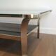 Table basse en chrome à double plateau en verre