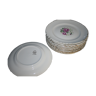 12 dessert plates with pink Moulin des Loups Europa porcelain motif