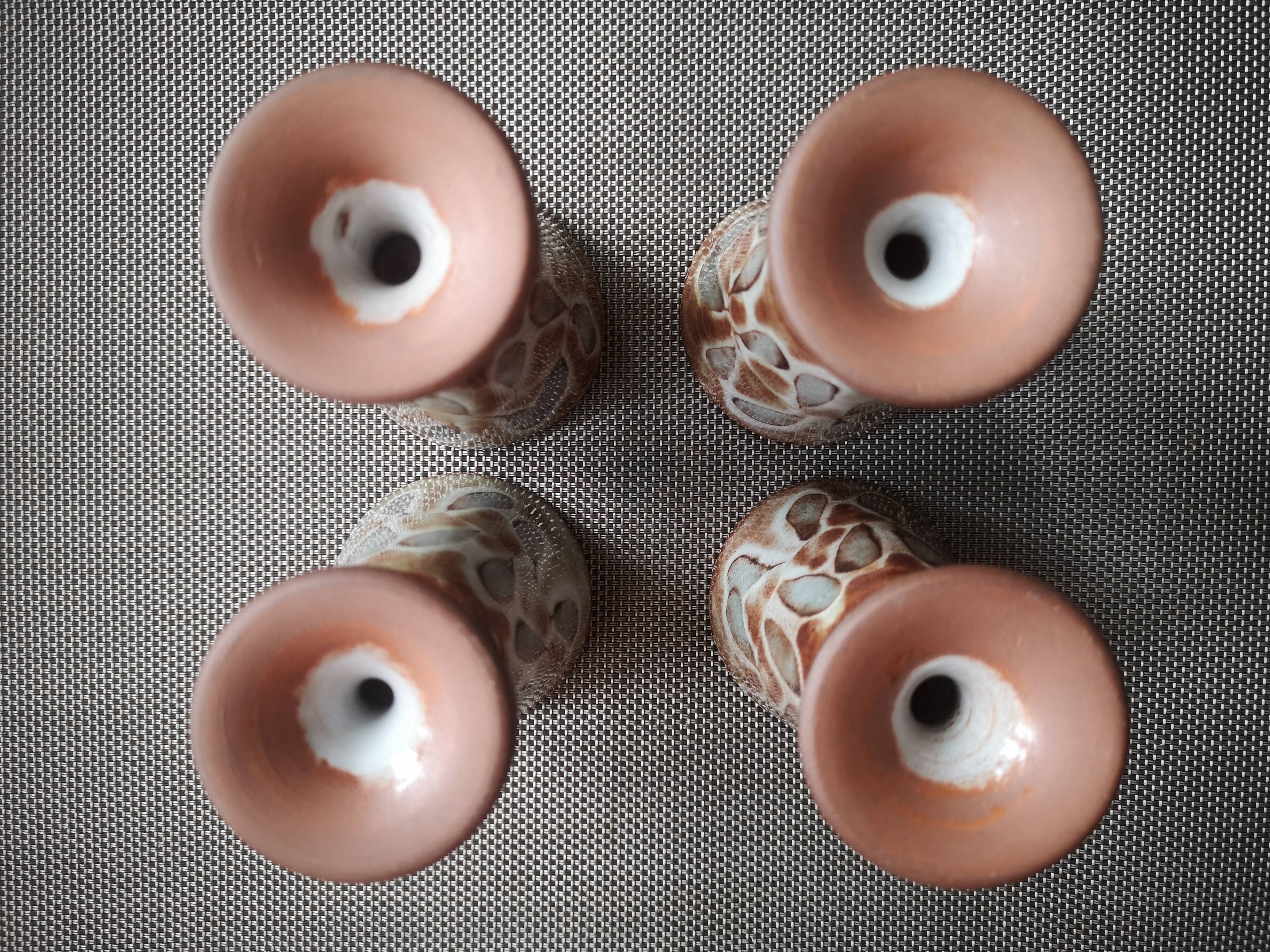 Set of 4 mazagrans in glazed terracotta - 1970s
