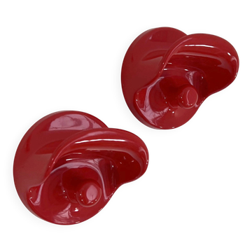 Lot de 2 patères "gancio 4702" rouges par olaf von bohr pour kartell, 1970