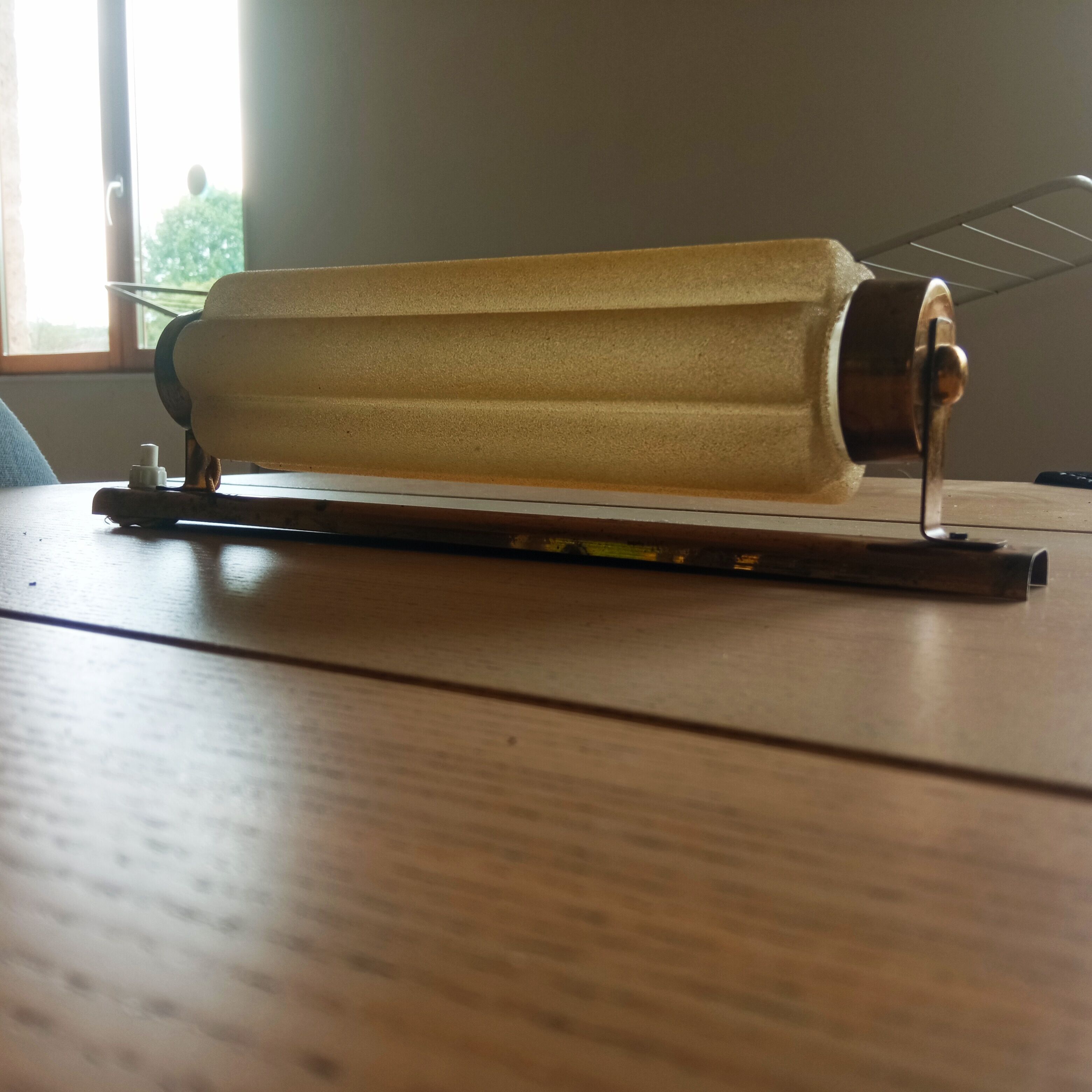 Brass art deco wagon wall lamp