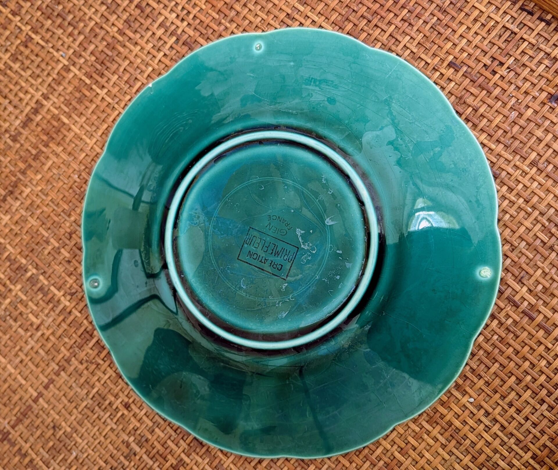 Set of 4 dessert plates in earthenware with vine leaves Gien