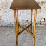 Large vintage side table in bamboo and rattan, circa 1930's