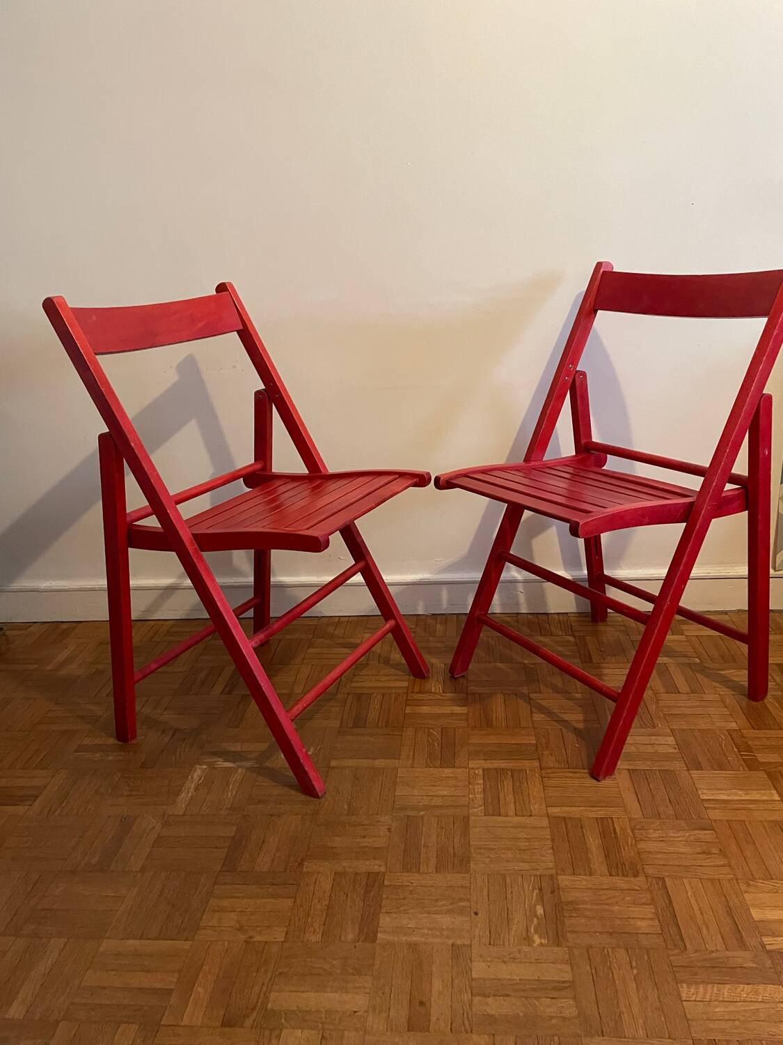 2 Vintage Wooden Folding Chairs