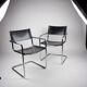 Paire de chaises Matteo Grassi MG5 cuir noir et chrome