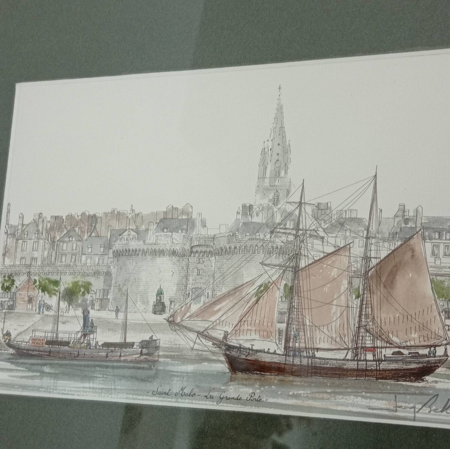 Aquarelle marine signée