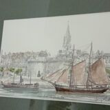 Signed marine watercolor