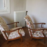 Four 1950s armchairs - wooden armrests