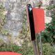 4 red Formica chairs with Eiffel legs, 1950s