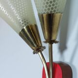 Vintage wall lamp from the 1950s in brass with flower decoration.