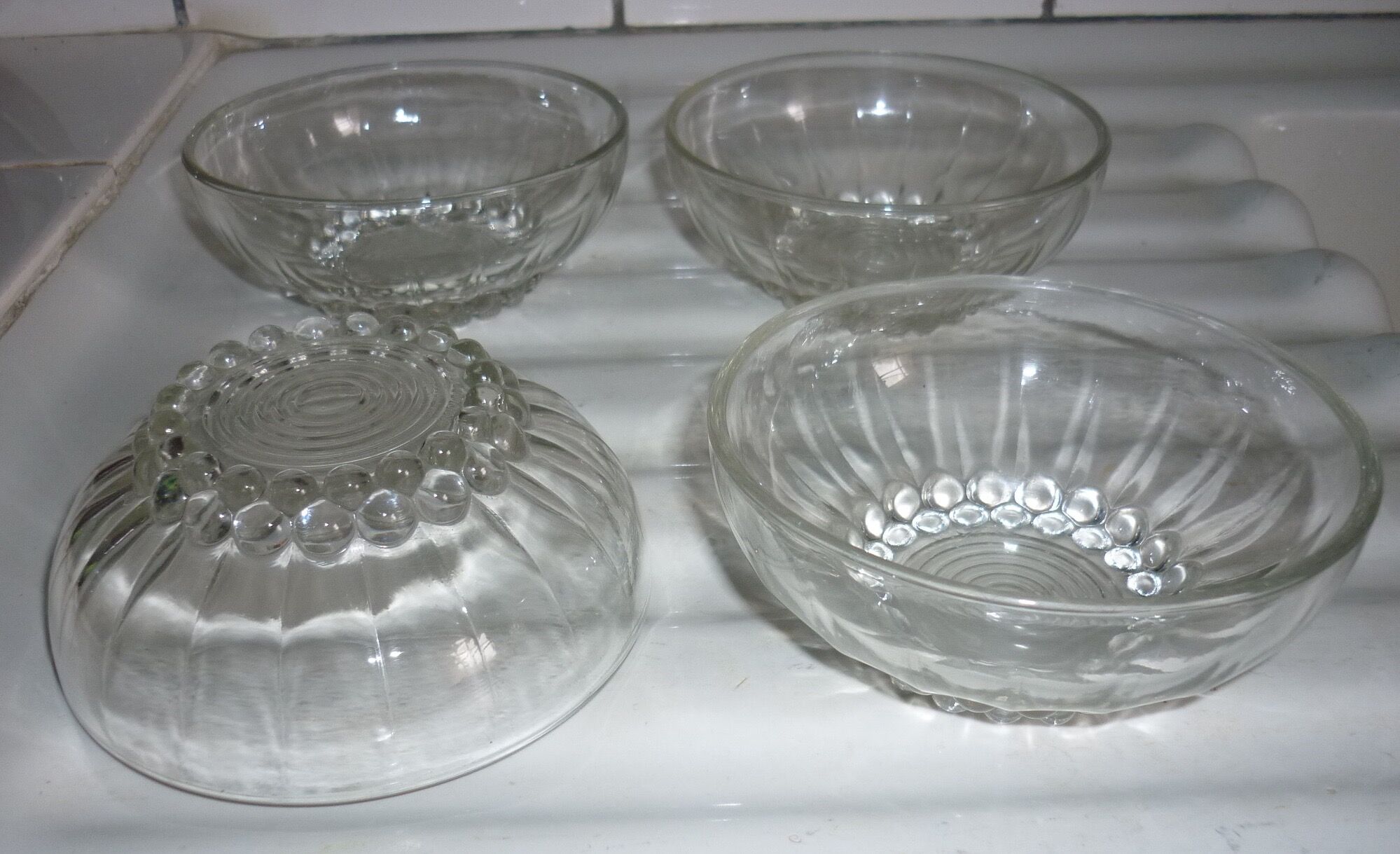 4 beaded glass ramekins