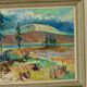 Huile sur panneau originale du milieu du siècle – « Paysage avec montagne »