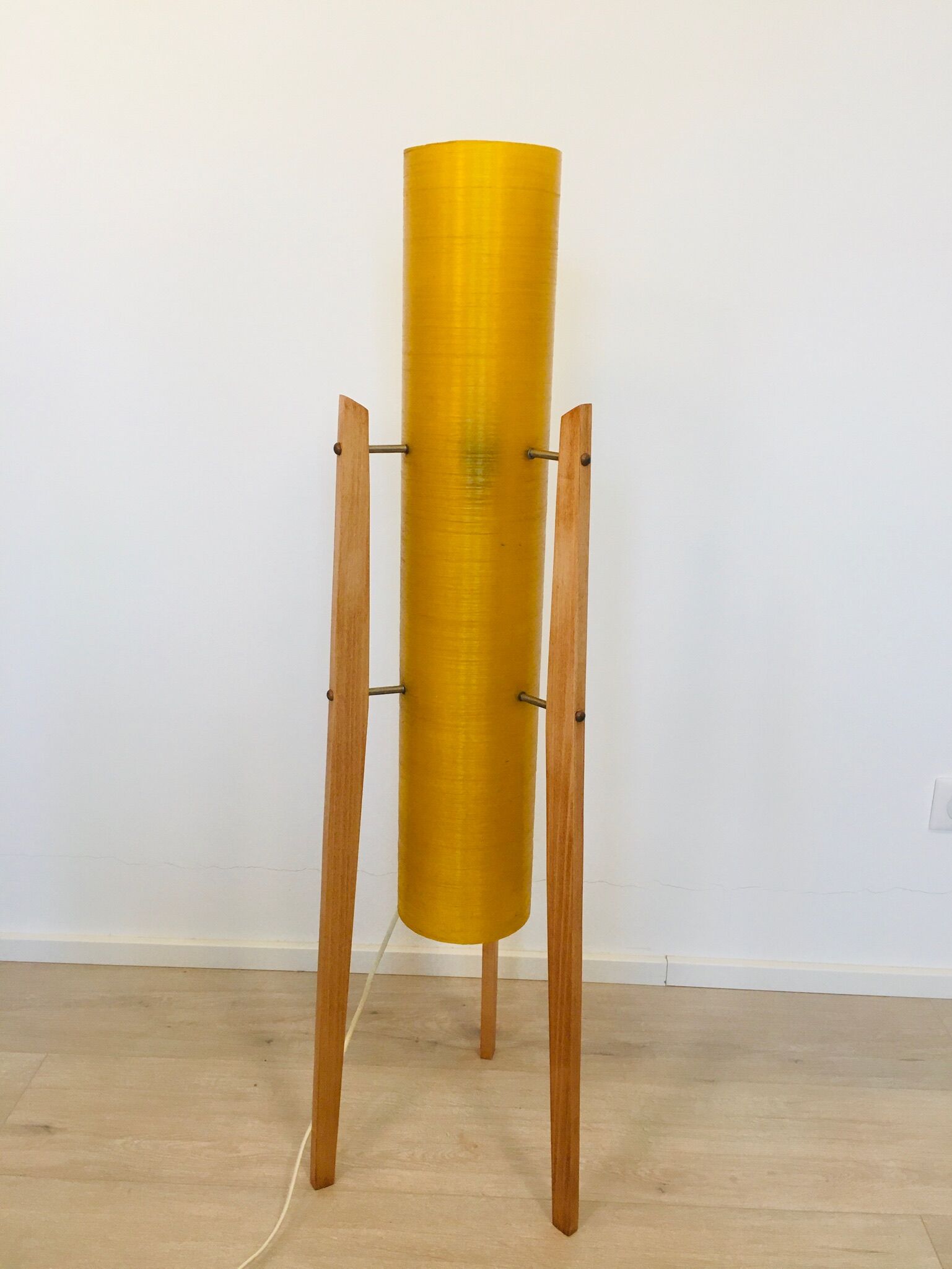 Yellow Space Age Rocket Lamp, 1970s