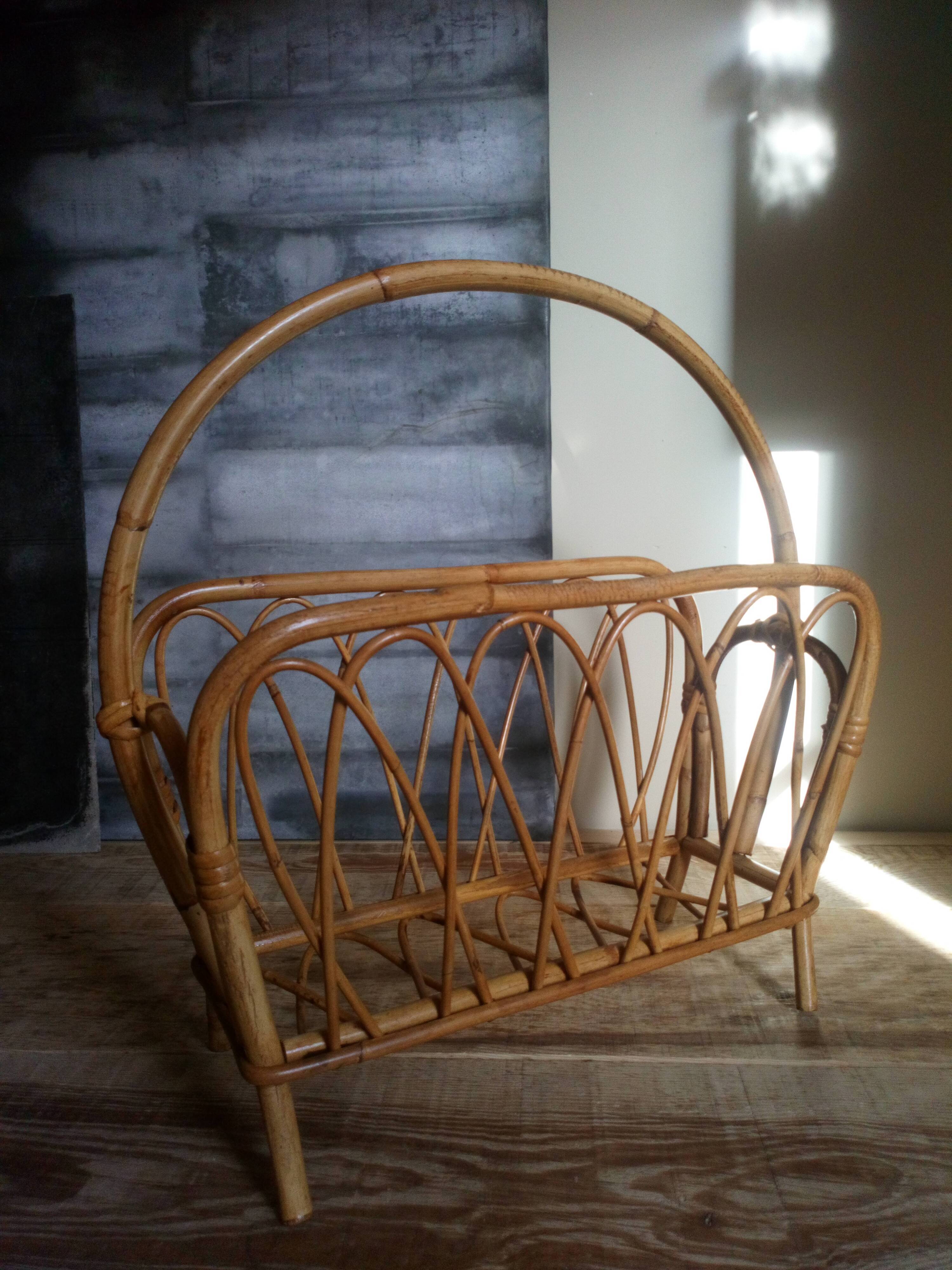 Rattan magazine holder 50s