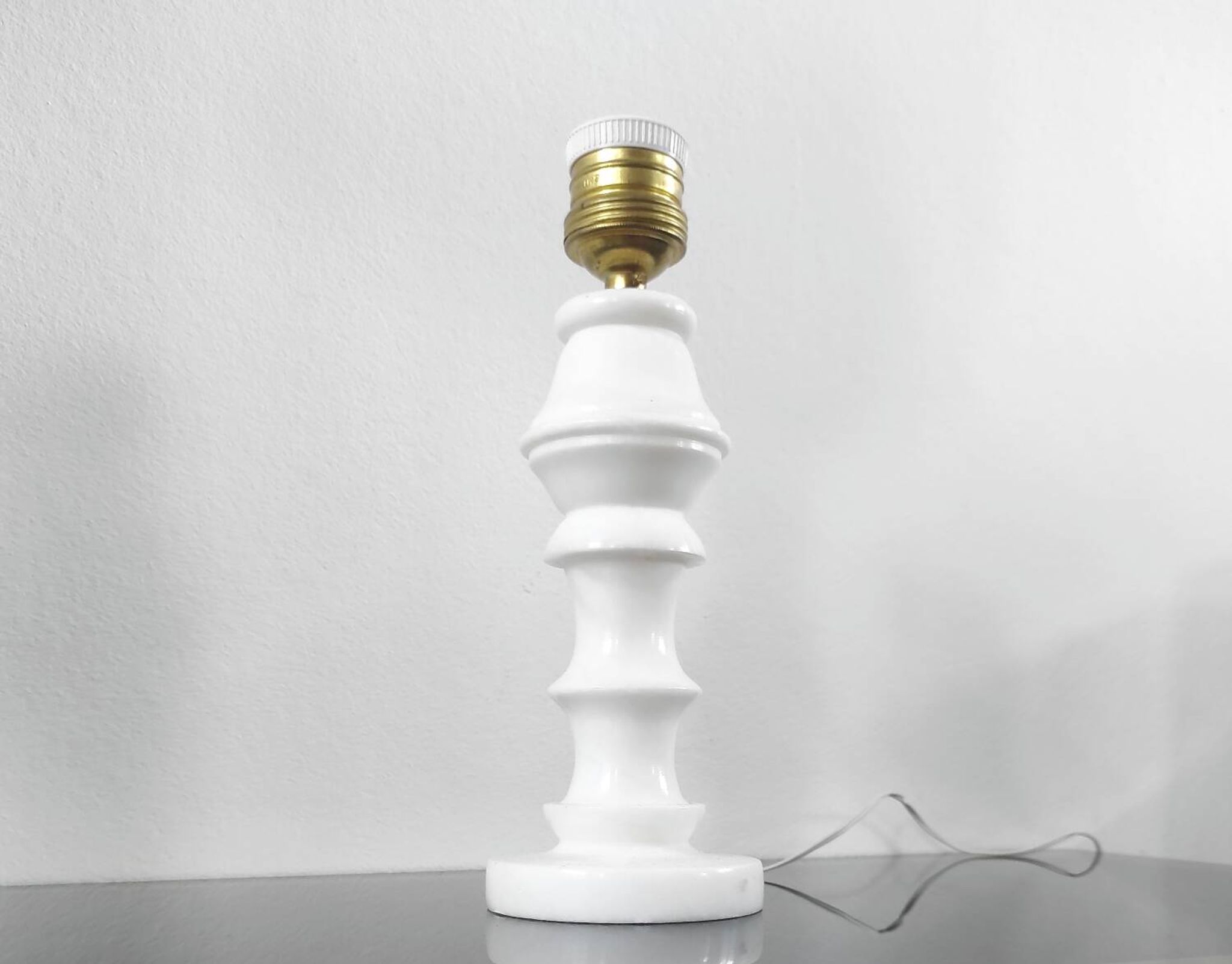 Vintage lamp base in white marble