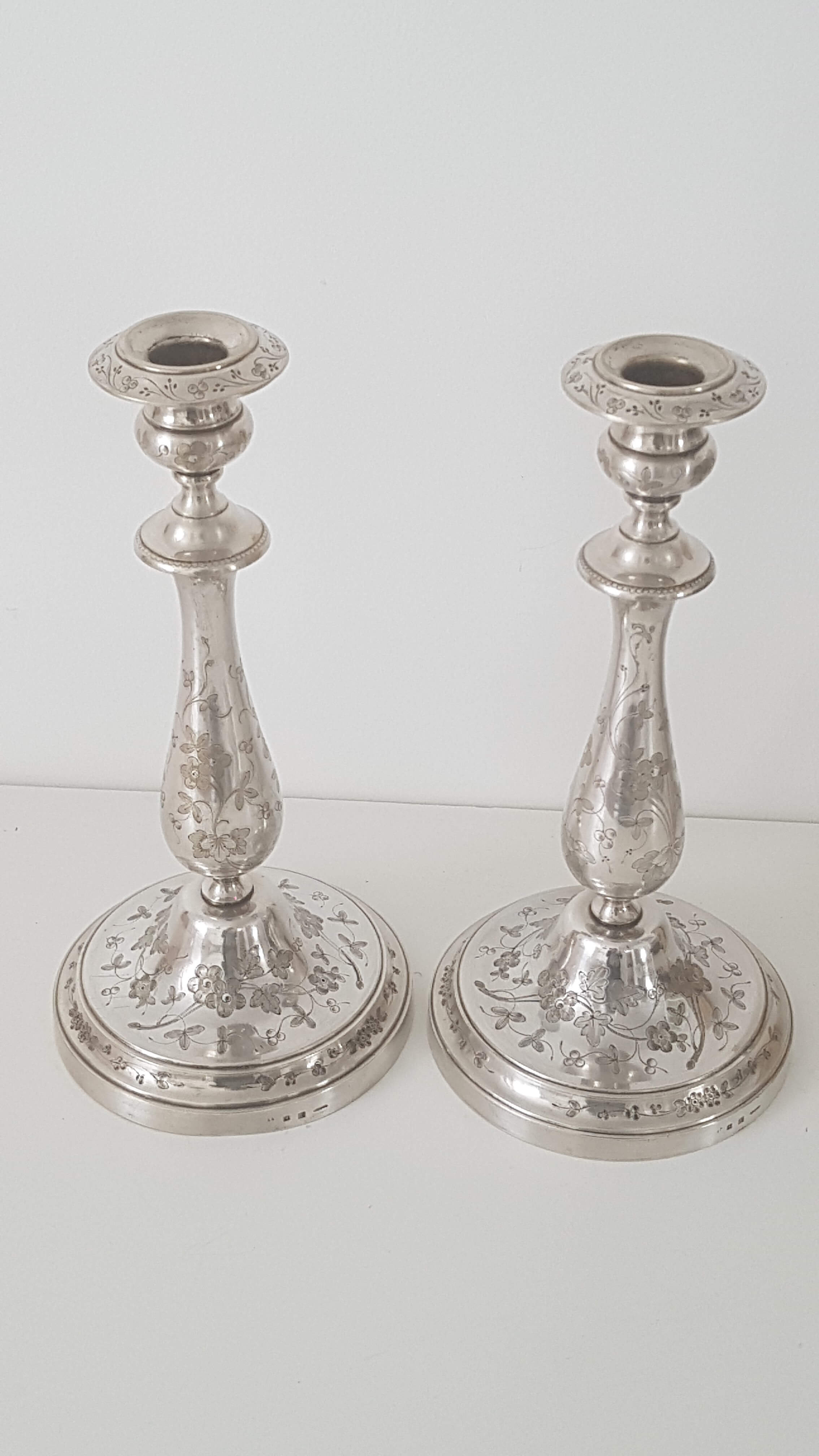 Pair of old candlesticks silver metal Christopfle