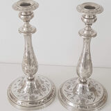 Pair of old candlesticks silver metal Christopfle