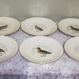 6 flat plates Gien Marly "birds of the forests"
