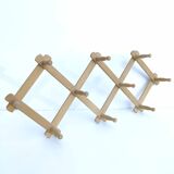 Coat rack accordion vintage light wood 10 hooks