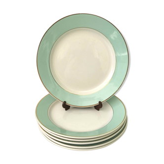 Set 6 flat plates fine earthenware Lunéville Meudon