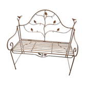 Wrought iron garden bench with birds