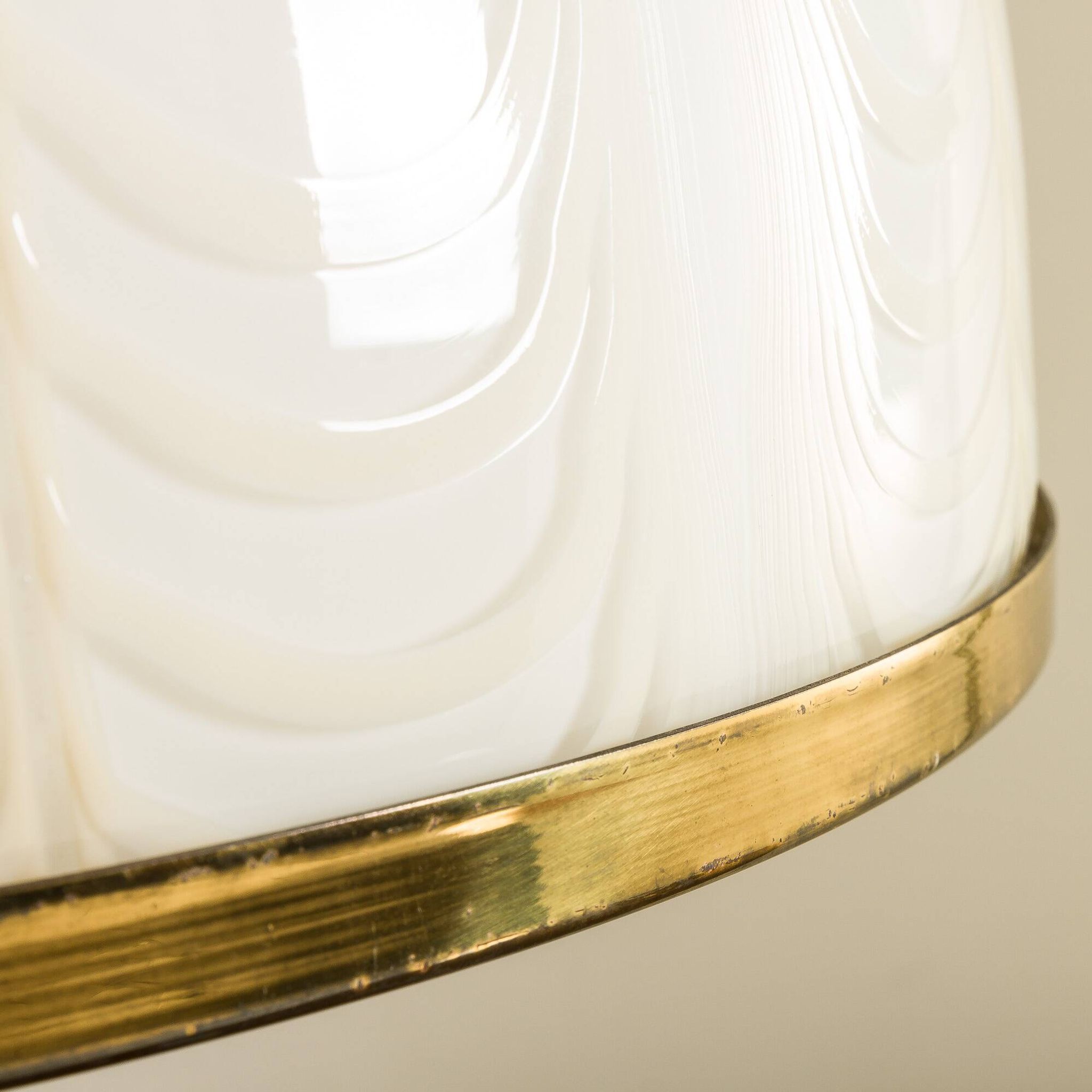 Rare Romeo Rega Murano glass and brass lamp, Italy 1980s