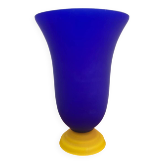 Large vintage two-tone opaline vase