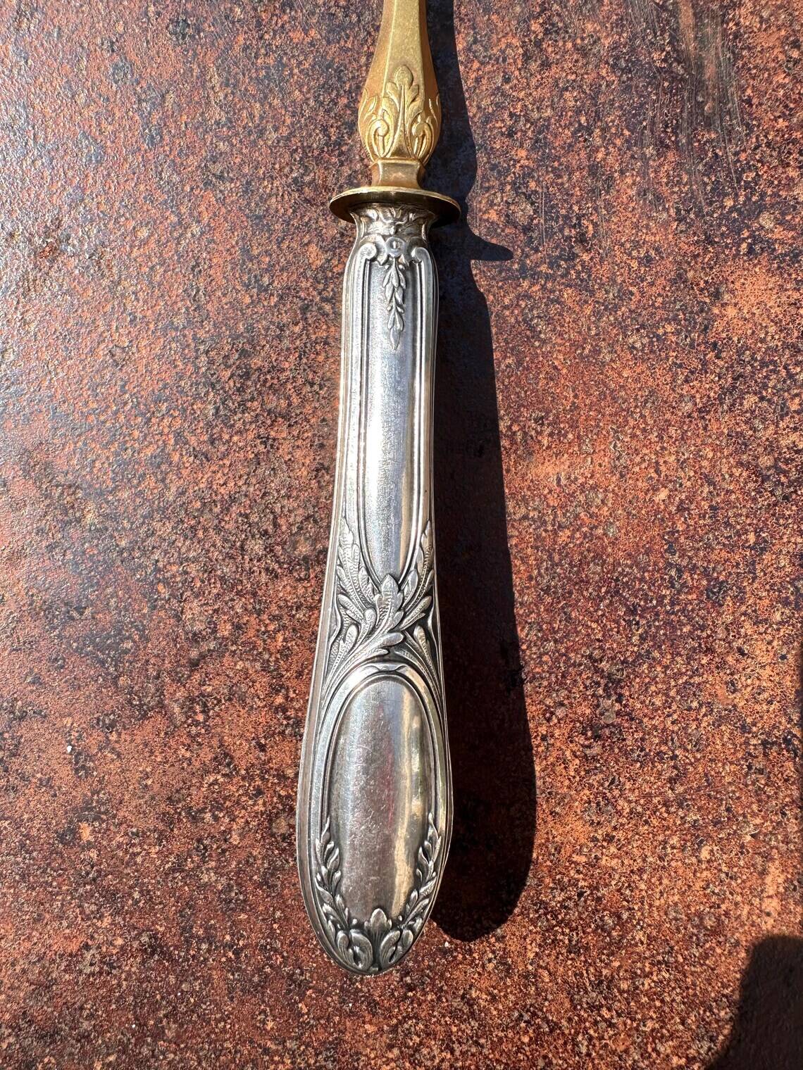 Antique Strawberry Spoon - Solid Silver & Vermeil - French Silversmithing
