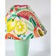 Vintage water green ceramic foot lamp with “fruit” printed lampshade